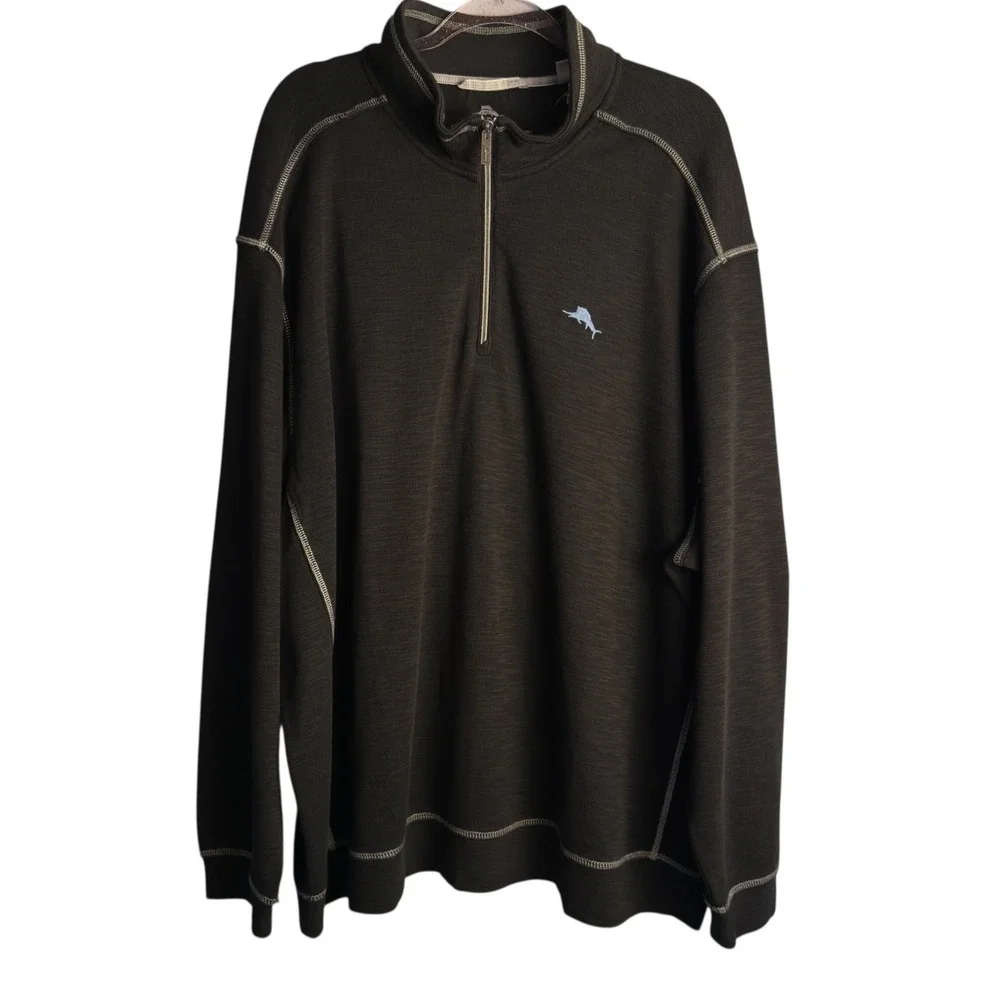 Tommy Bahama Mens 3XLB Black‎ Tobago Bay Half Zip Sweater NWT